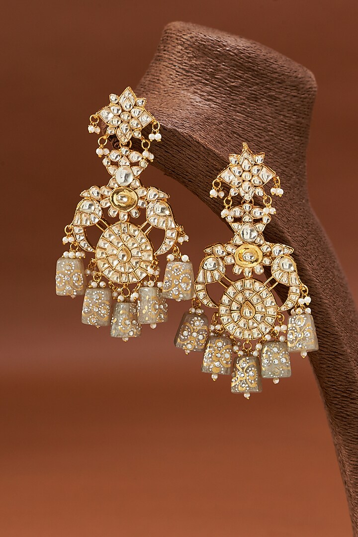 Gold Plated Gem Stones Dangler Earrings by Shlok Jewels at Pernia's Pop Up Shop