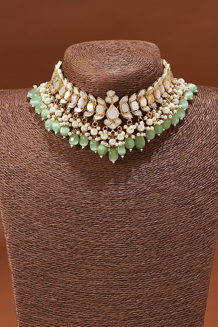Gold Plated Necklace Set With Kundan by Shlok Jewels