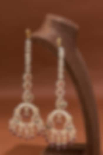 Gold Plated Chandbali Earrings With Kundan by Shlok Jewels