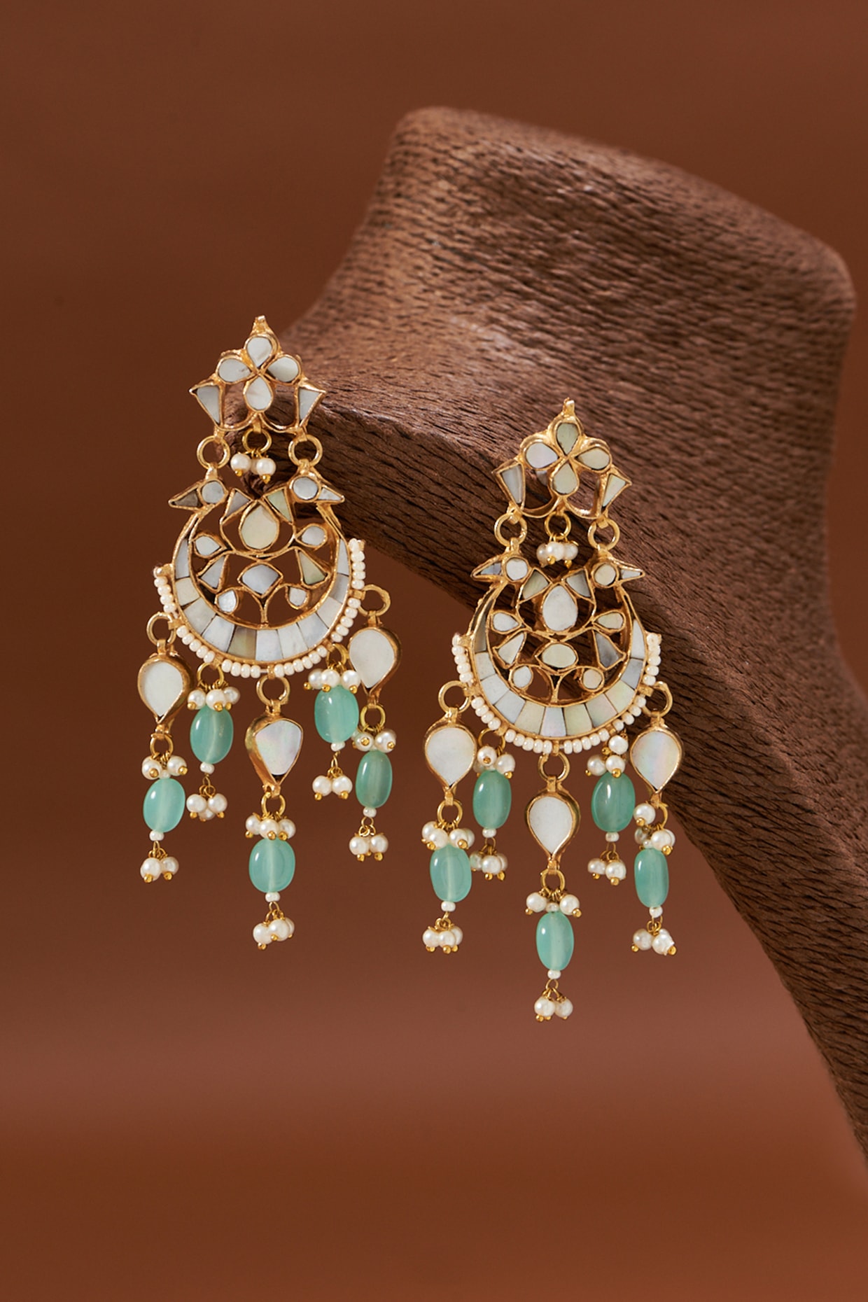 Gold Plated Beautiful Chandbali Earrings - South India Jewels