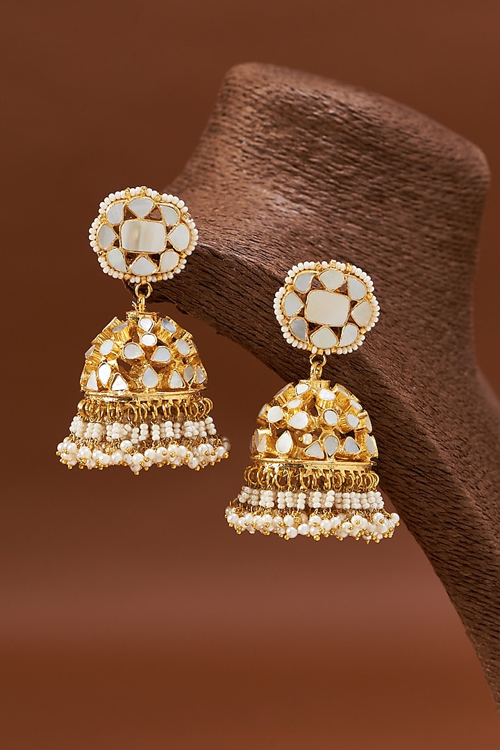 Gold Plated Dangler Earrings With Kundan by Shlok Jewels