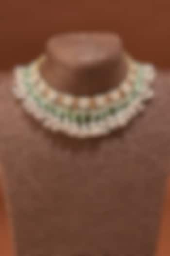 Gold Plated Kundan Choker Necklace Set by Shlok Jewels