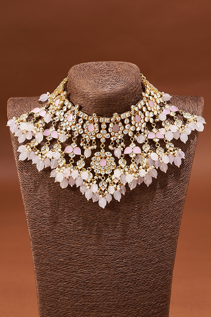 Gold Plated Necklace With Gemstones by Shlok Jewels