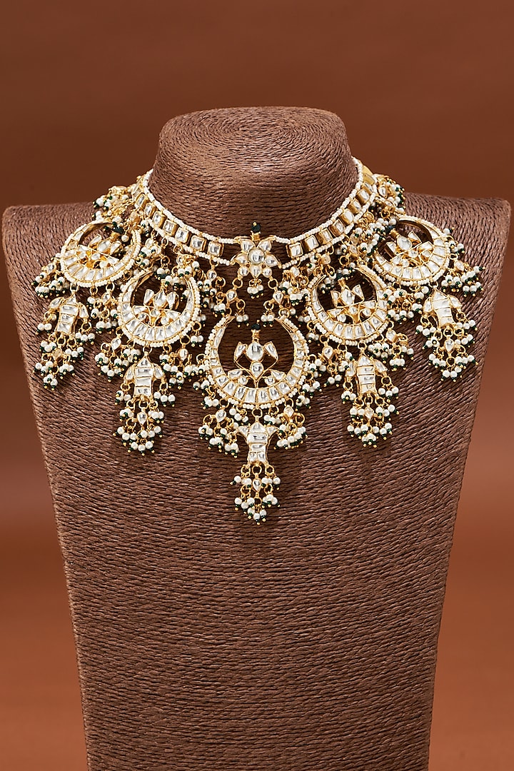 Gold Plated Choker Necklace With Kundan by Shlok Jewels