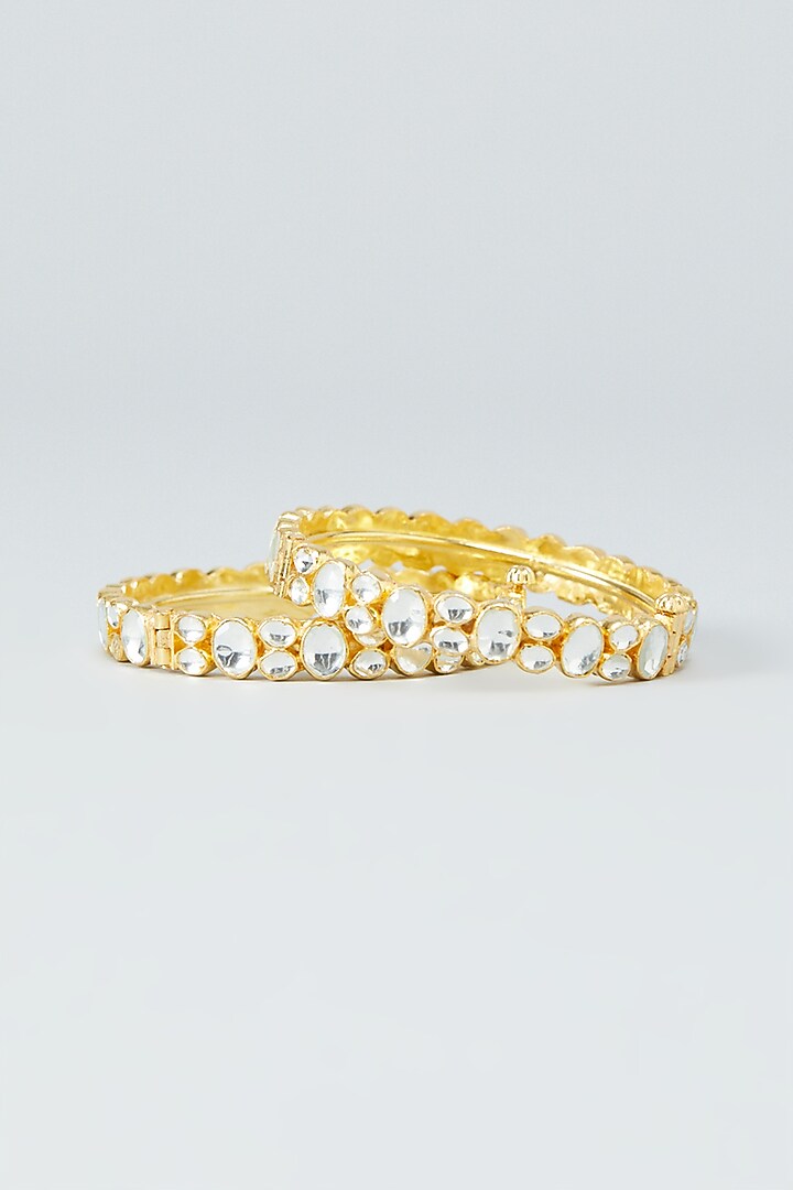 Gold Plated Kundan Bangles (Set of 2) by Shlok Jewels at Pernia's Pop Up Shop