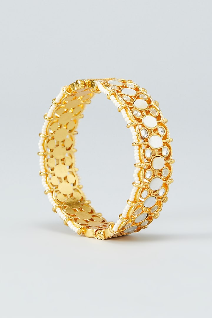 Gold Plated Kundan Bangles In Copper (Set of 2) by Shlok Jewels at Pernia's Pop Up Shop
