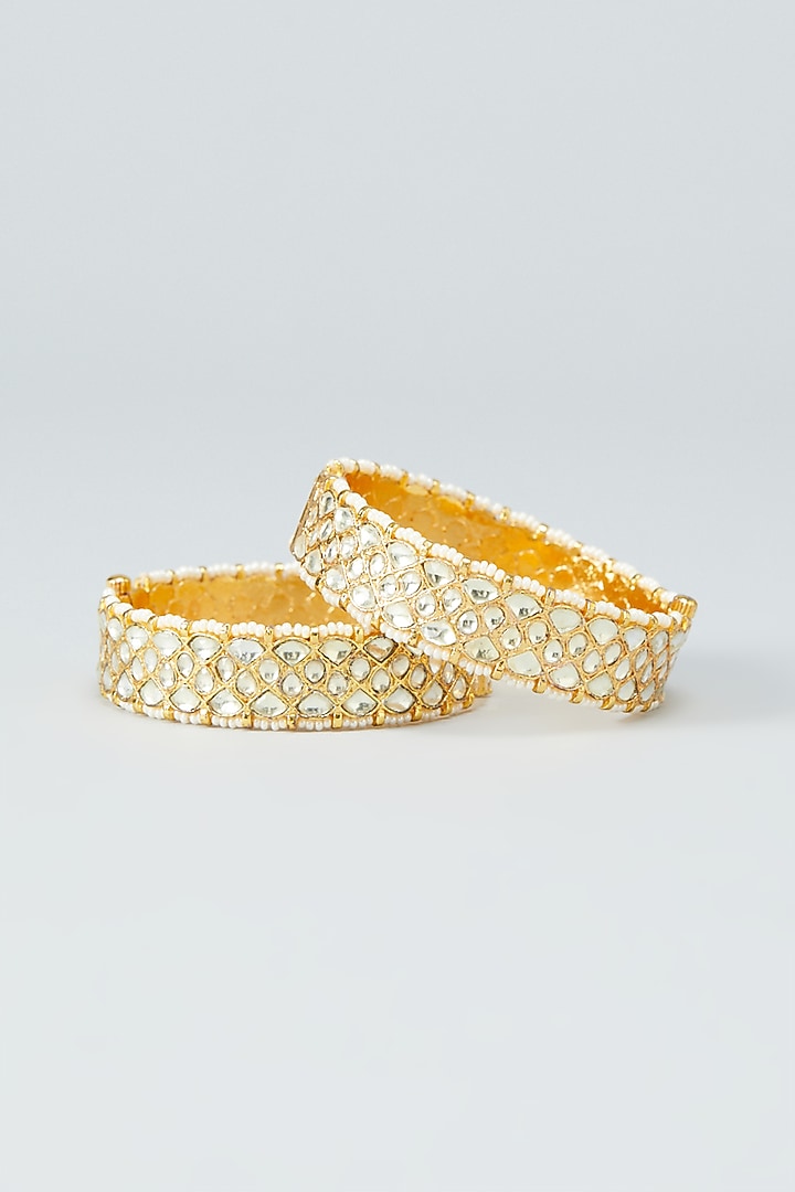 Gold Plated Kundan Bangles (Set of 2) by Shlok Jewels at Pernia's Pop Up Shop