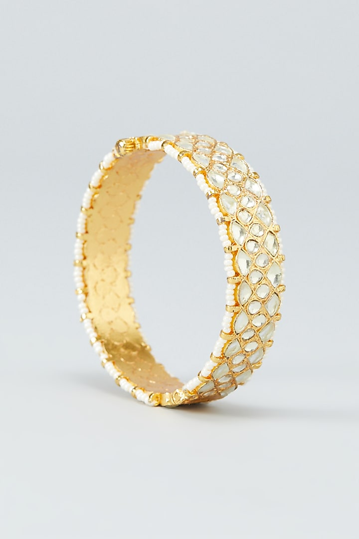 Gold Plated Kundan Bangles (Set of 2) by Shlok Jewels at Pernia's Pop Up Shop