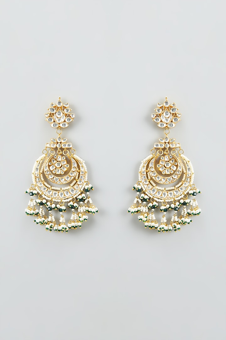 Gold Plated Kundan Dangler Earrings by Shlok Jewels at Pernia's Pop Up Shop