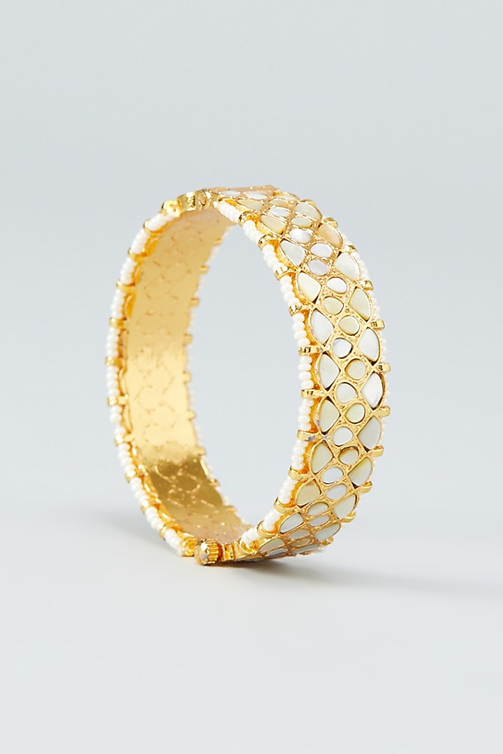 Gold Plated Bangles With Kundan Stones (Set of 2) by Shlok Jewels at Pernia's Pop Up Shop