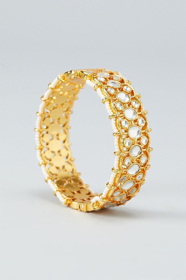 Gold Plated Kundan Bangles In Copper (Set of 2) by Shlok Jewels at Pernia's Pop Up Shop