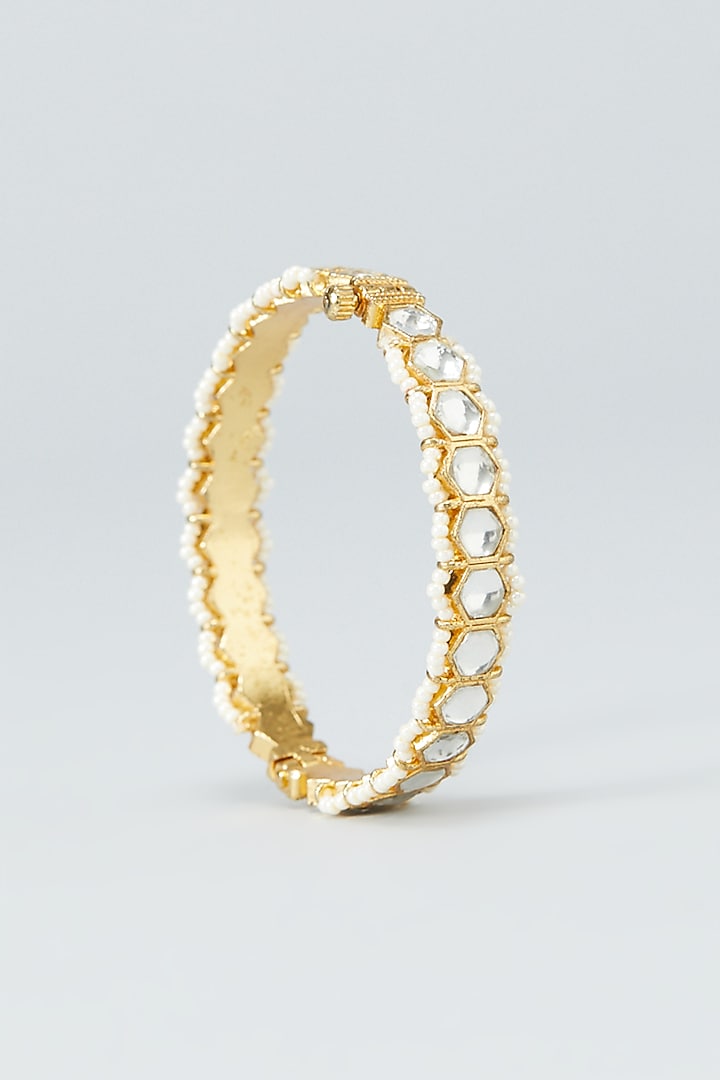 Gold Plated Kundan Bangles (Set of 2) by Shlok Jewels at Pernia's Pop Up Shop