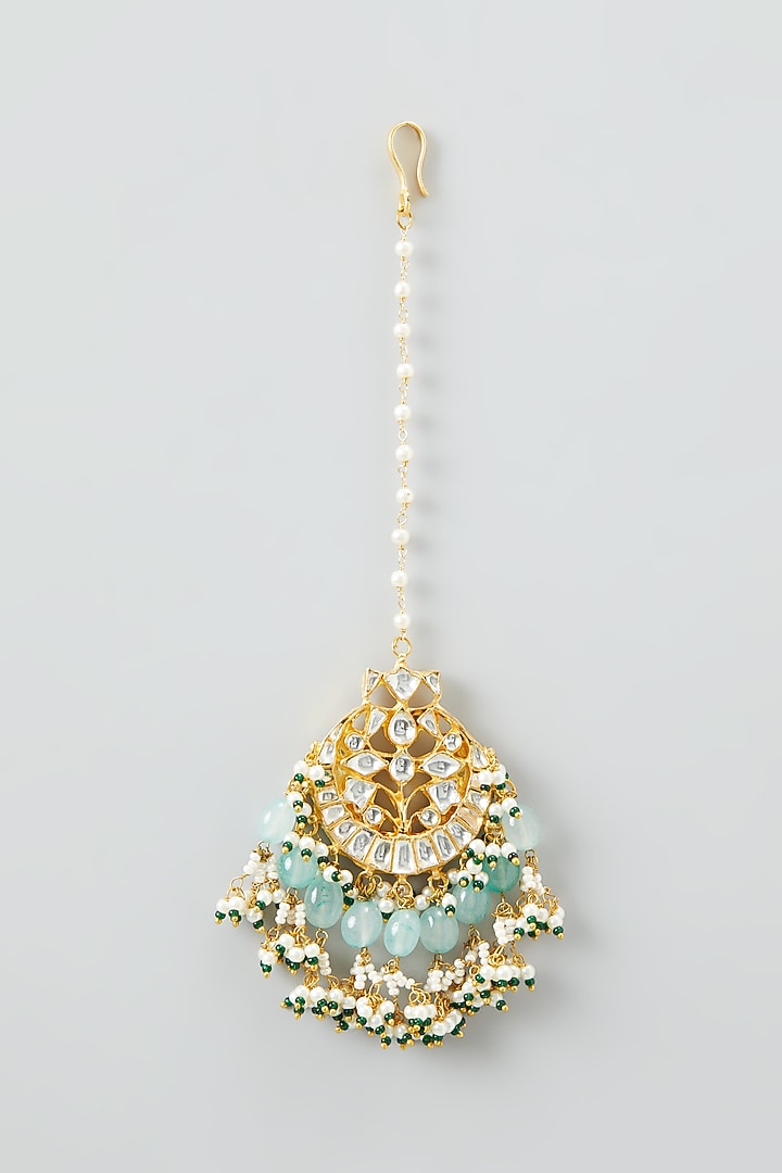 Gold Plated Kundan Necklace Set by Shlok Jewels at Pernia's Pop Up Shop