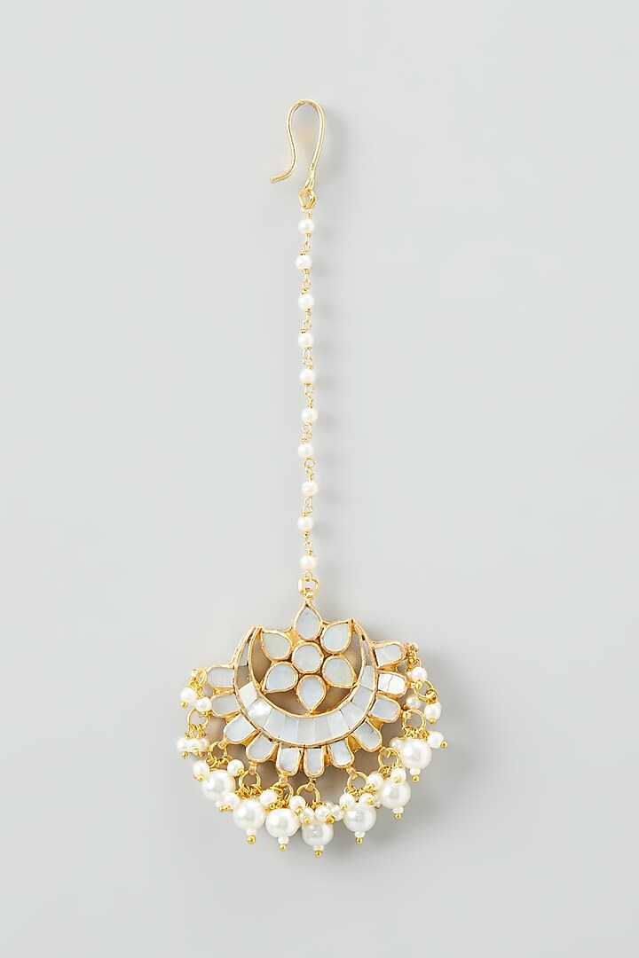 Gold Plated Kundan & Pearls Necklace Set by Shlok Jewels at Pernia's Pop Up Shop