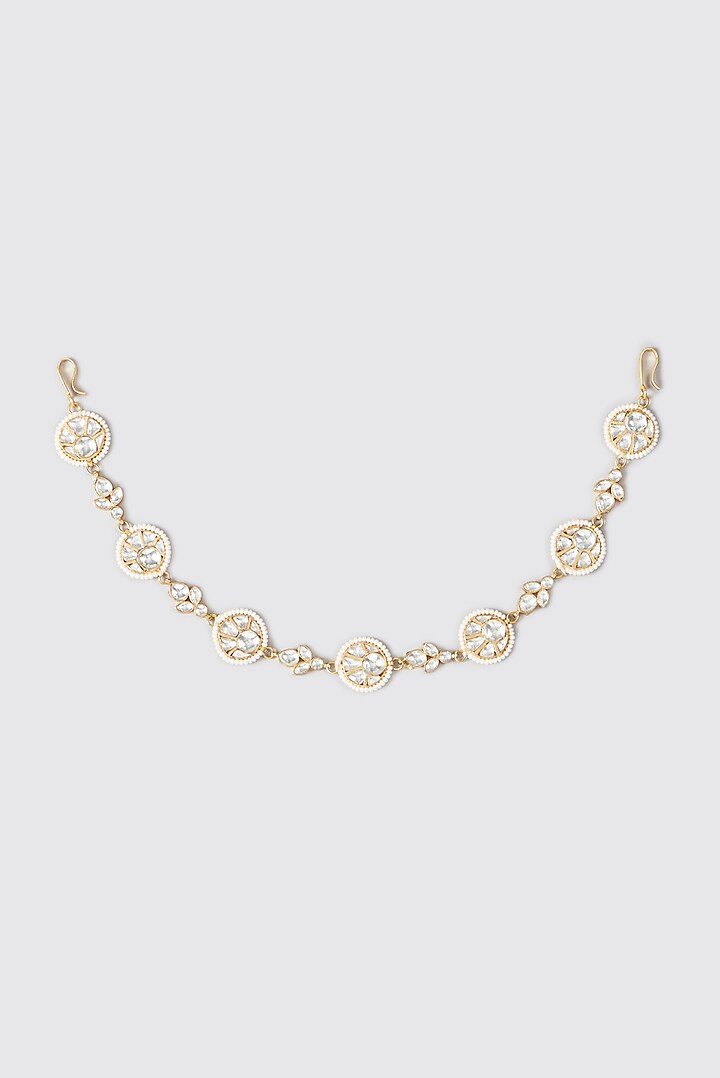 Gold Plated Kundan Polki Headband by Shlok Jewels