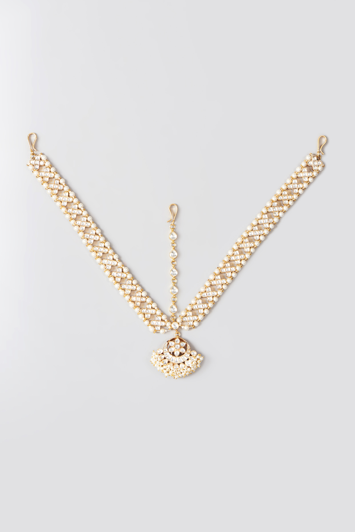 Gold Plated Kundan Polki Mathapatti by Shlok Jewels