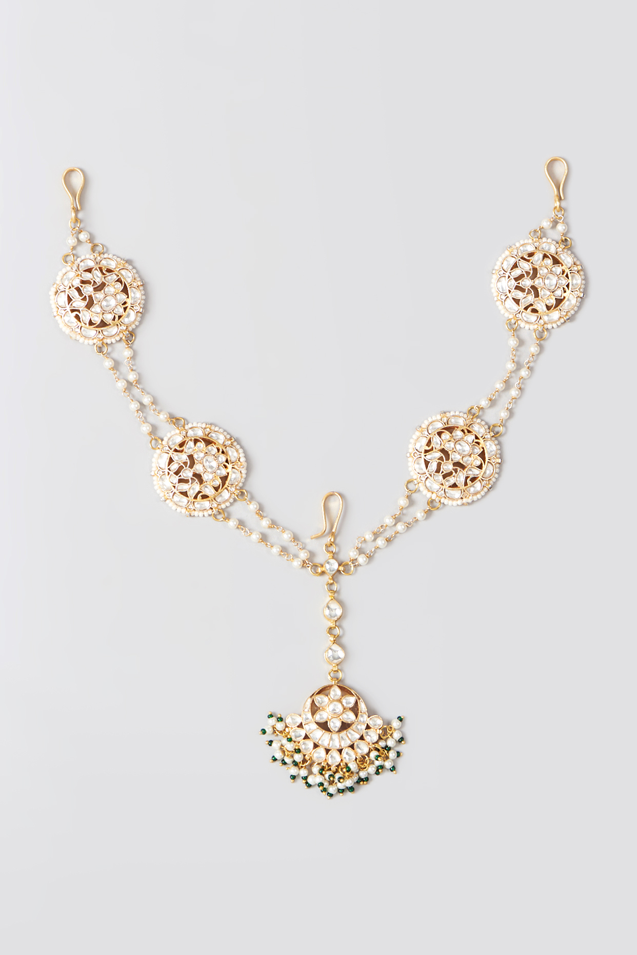 Gold Plated Kundan Polki Headband by Shlok Jewels