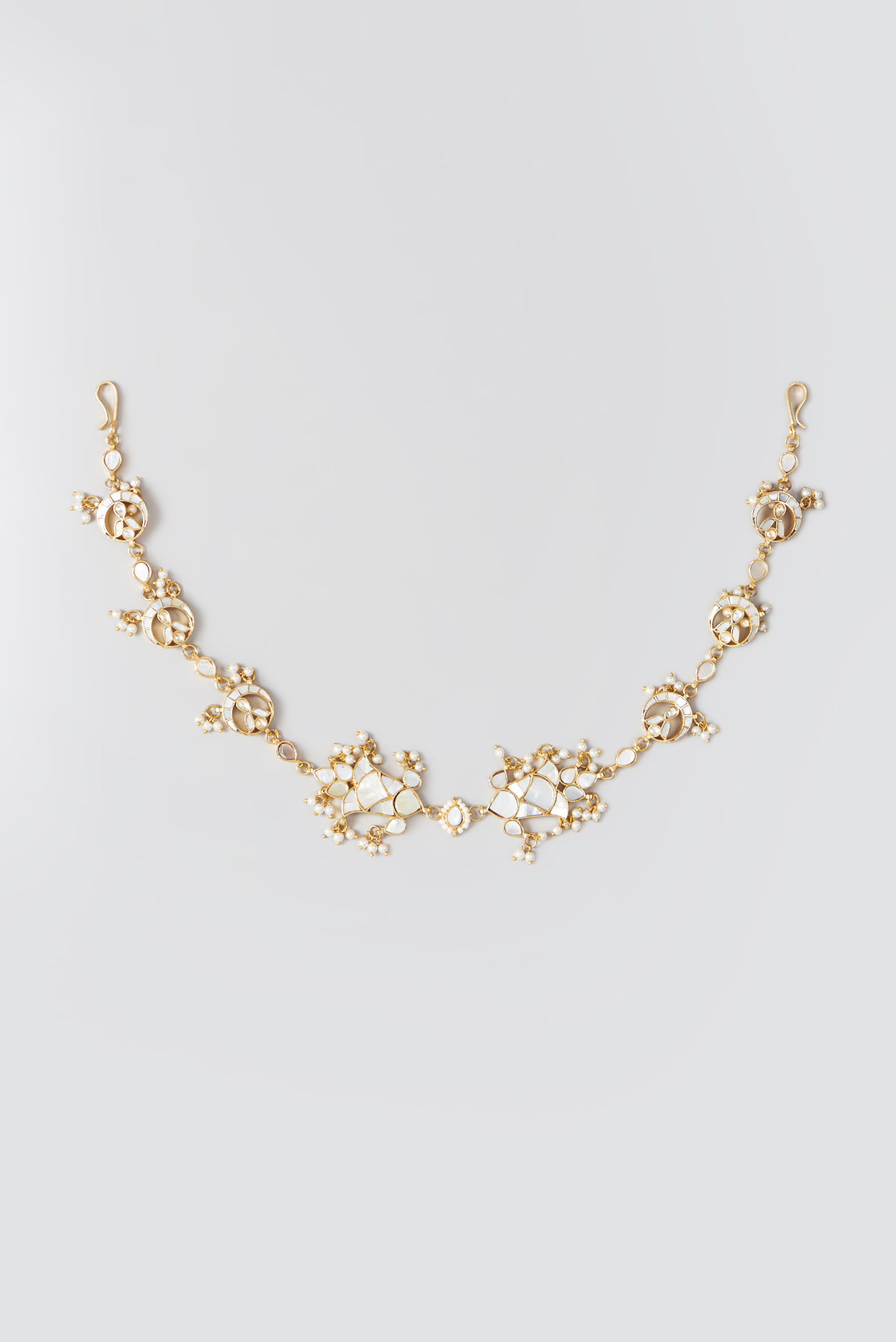 Gold Plated Mother of Pearl Headband by Shlok Jewels