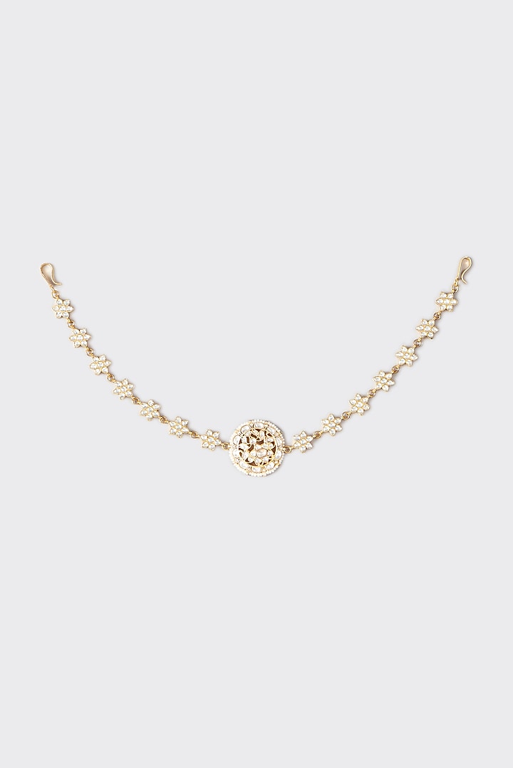Gold Plated Kundan Polki Headband by Shlok Jewels at Pernia's Pop Up Shop