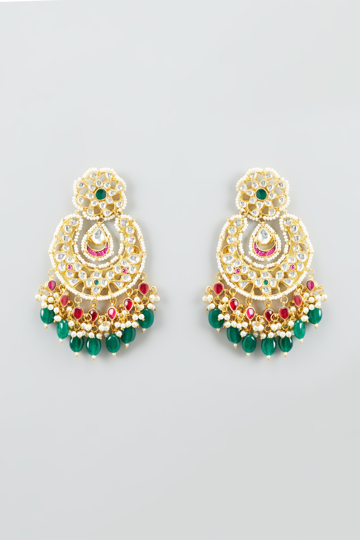 Buy Kundan Polki Jadau Ivory Chandbali Earrings ,sabyasachi Jewelry,kundan  Earrings,polki Earrings Kundan Earrings, Gold Green Jadau Chandbali Online  in India - Etsy
