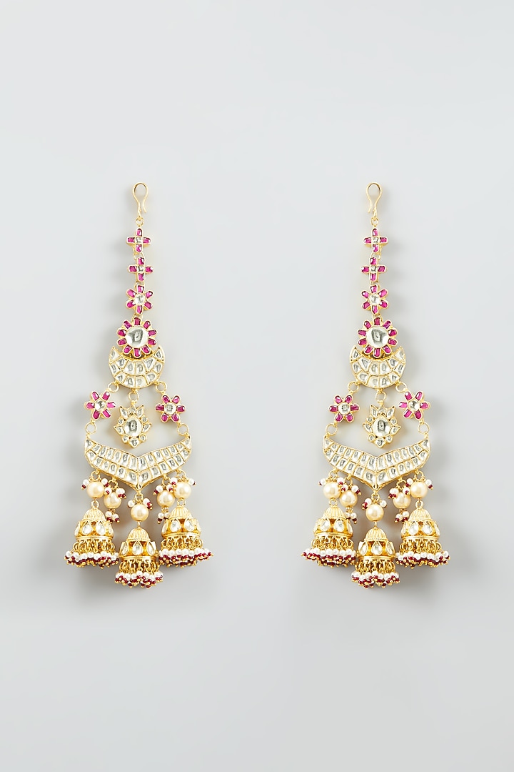 Gold Plated Dangler Earrings With Semi-Precious Stones by Shlok Jewels at Pernia's Pop Up Shop