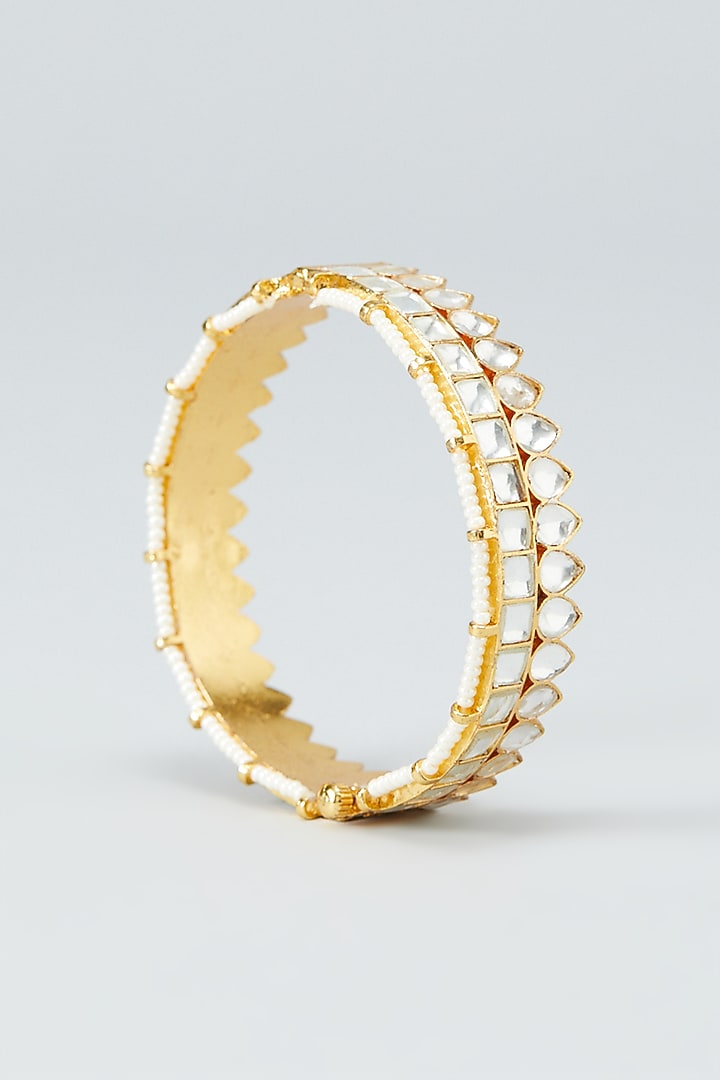 Gold Plated Bangles With Kundan Stones (Set of 2) by Shlok Jewels at Pernia's Pop Up Shop