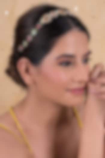 Gold Plated Jadau Kundan Polki Headband by Shlok Jewels at Pernia's Pop Up Shop