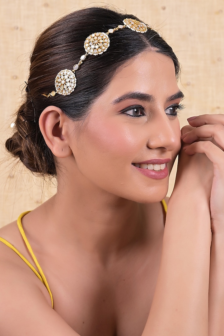 Gold Plated Mother Of Pearl Headband by Shlok Jewels at Pernia's Pop Up Shop
