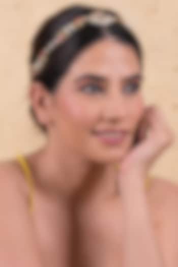 Gold Plated Jadau Kundan Polki Headband by Shlok Jewels at Pernia's Pop Up Shop