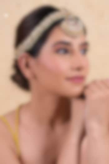 Gold Plated Jadau Kundan Polki Mathapatti by Shlok Jewels at Pernia's Pop Up Shop