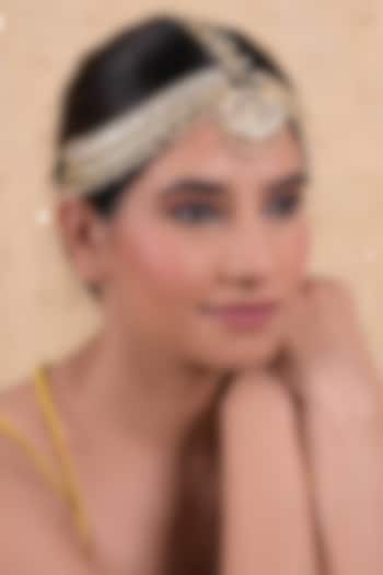 Gold Plated Jadau Kundan Polki Mathapatti by Shlok Jewels at Pernia's Pop Up Shop