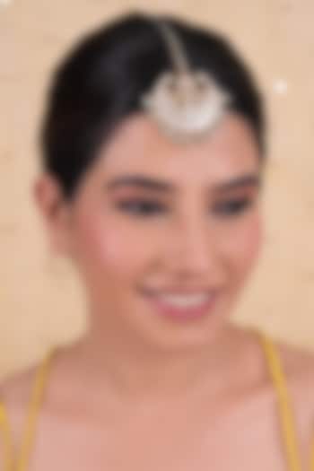 Gold Plated Jadau Kundan Polki Maangtikka by Shlok Jewels at Pernia's Pop Up Shop