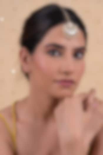 Gold Plated Mother Of Pearl Maangtikka by Shlok Jewels at Pernia's Pop Up Shop