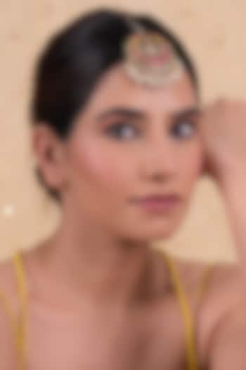 Gold Plated Multi-Colored Jadau Kundan Polki Maangtikka by Shlok Jewels at Pernia's Pop Up Shop