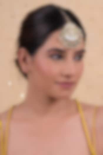 Gold Plated Jadau Kundan Polki Maangtikka by Shlok Jewels at Pernia's Pop Up Shop