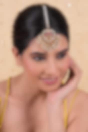 Gold Plated Multi-Colored Jadau Kundan Polki Maangtikka by Shlok Jewels at Pernia's Pop Up Shop