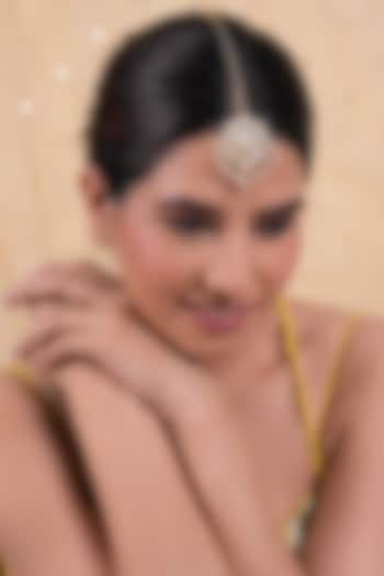 Gold Plated Jadau Kundan Polki Maangtikka by Shlok Jewels at Pernia's Pop Up Shop