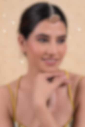 Gold Plated Pink Jadau Kundan Polki Maangtikka by Shlok Jewels at Pernia's Pop Up Shop