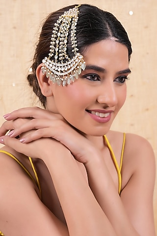Gold Plated Jadau Kundan Polki Passa by Shlok Jewels