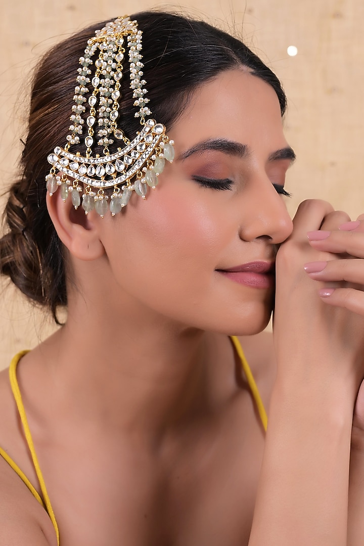 Gold Plated Jadau Kundan Polki Passa by Shlok Jewels at Pernia's Pop Up Shop