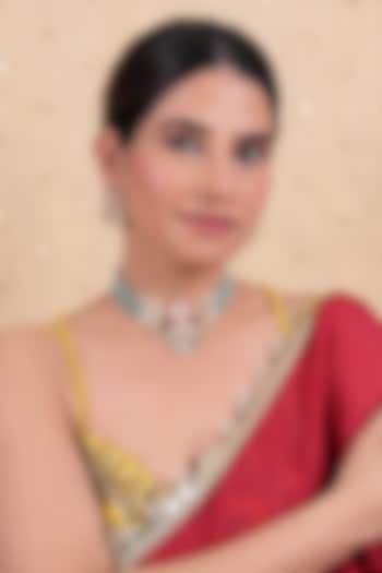 Gold Plated Multi-Colored Jadau Kundan Polki Choker Necklace Set by Shlok Jewels at Pernia's Pop Up Shop