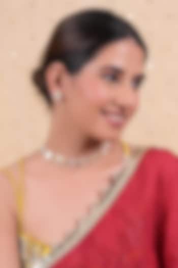 Gold Plated Mother Of Pearl Choker Necklace Set by Shlok Jewels at Pernia's Pop Up Shop