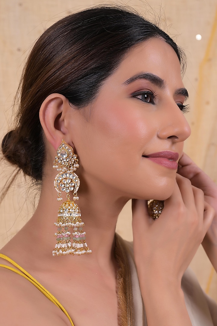 Gold Plated Jadau Kundan Polki Necklace Set by Shlok Jewels at Pernia's Pop Up Shop
