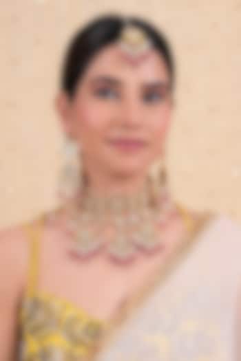 Gold Plated Jadau Kundan Polki Necklace Set by Shlok Jewels at Pernia's Pop Up Shop