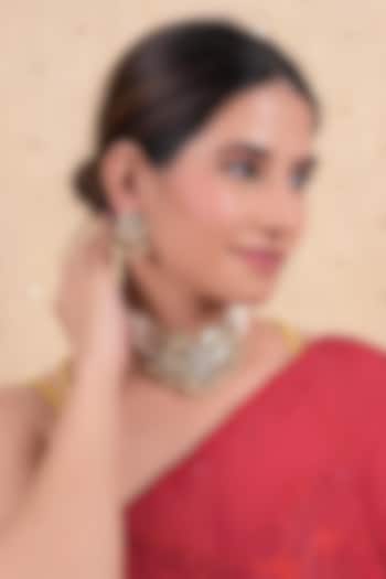 Gold Plated Jadau Kundan Polki Choker Necklace Set by Shlok Jewels at Pernia's Pop Up Shop