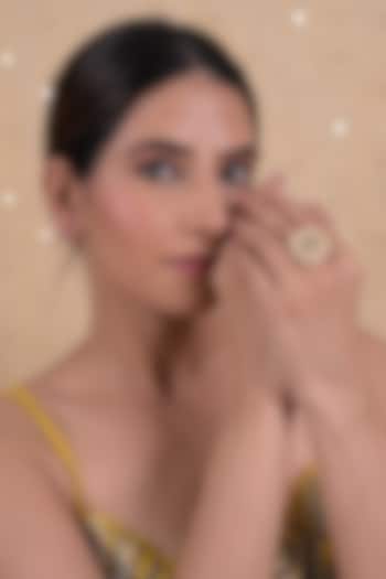 Gold Plated Mother Of Pearl Ring by Shlok Jewels at Pernia's Pop Up Shop