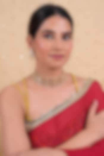 Gold Plated Mother Of Pearl Choker Necklace Set by Shlok Jewels at Pernia's Pop Up Shop