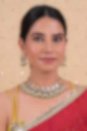 Gold Plated Multi-Colored Jadau Kundan Polki Necklace Set by Shlok Jewels at Pernia's Pop Up Shop