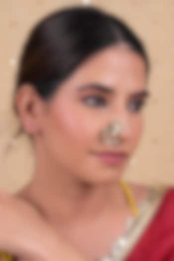 Gold Plated Jadau Kundan Polki Nose Pin by Shlok Jewels at Pernia's Pop Up Shop