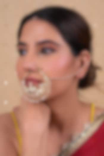 Gold Plated Jadau Kundan Polki Nose Ring by Shlok Jewels at Pernia's Pop Up Shop